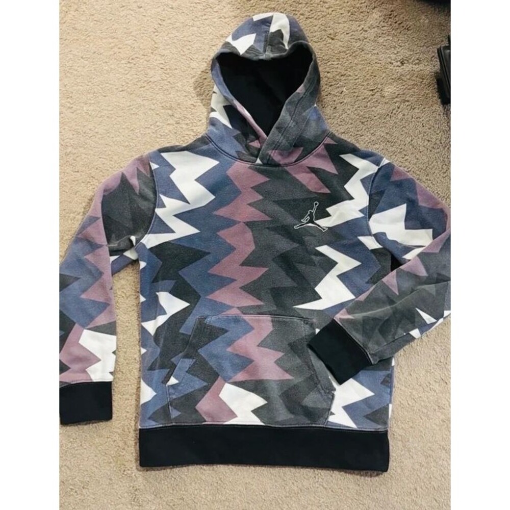 Jordan Youth Geometric Hoodie Medium 10-12 kids colorful streetwear retro